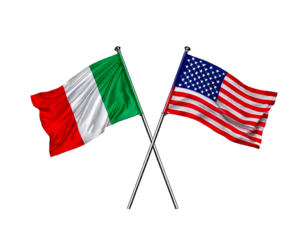 Italian and American flags vector isolated on white background 