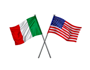 Italian and American flags vector isolated on white background 