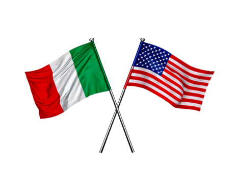 Italian and American flags vector isolated on white background 
