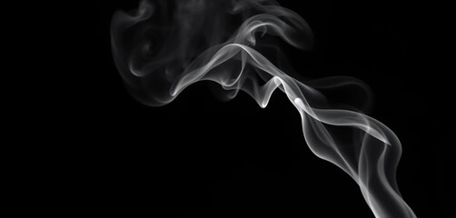 Wispy, ethereal smoke trail against a pure black backdrop,  texture,  puff