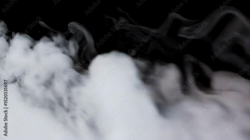 Poster ethereal white smoke billowing and swirling against a stark black backdrop, creating abstract and dy