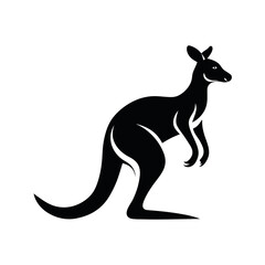 Black Kangaroo Silhouette Vector isolated on white background