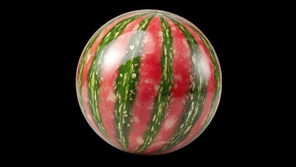 Round watermelon, red and green stripes