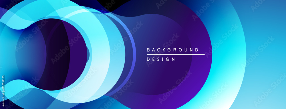 Poster abstract flowing shapes, vibrant blue purple gradients. modern design element, smooth transitions, d