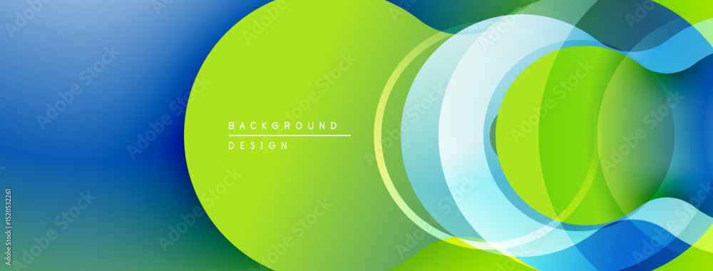 Poster abstract flowing shapes, vibrant blue, green hues. modern design, smooth gradients create dynamic vi