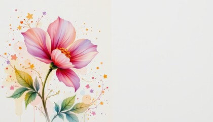 Naklejka premium a vibrant watercolor illustration of a flower with a detailed background of intricate patterns and bright colors