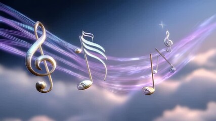 Floating musical notes background - Powered by Adobe