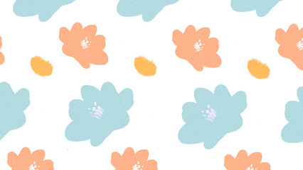 Png colorful pastel flowers hand drawn pattern