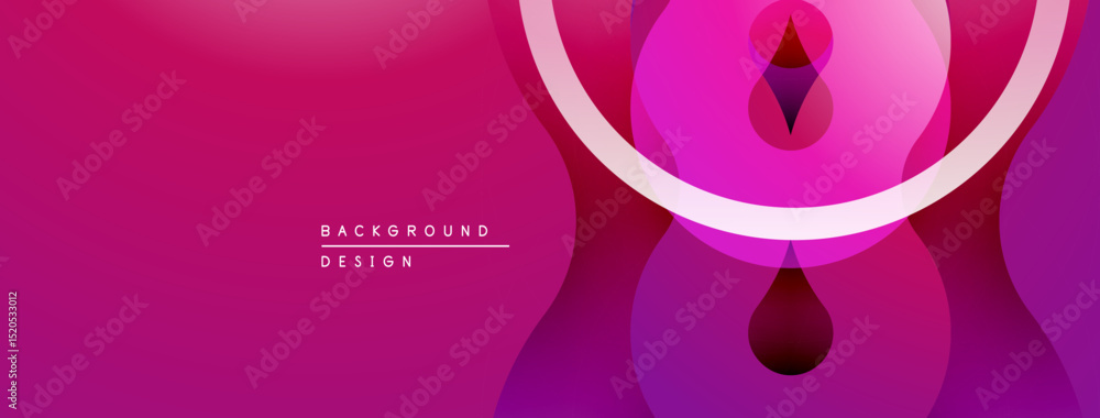 Leinwandbilder abstract pink design features overlapping circles, lines. gradient shades create depth, modern aesth