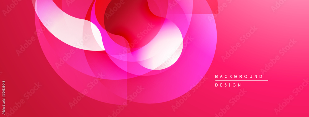 Poster abstract pink design features overlapping translucent circles, squares. gradient background creates 