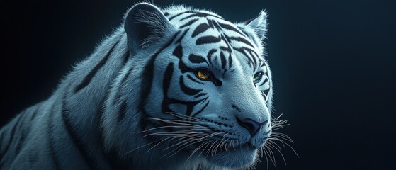 Majestic White Tiger Portrait: A Digital Masterpiece
