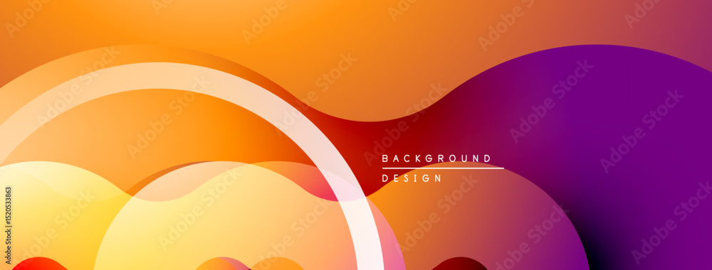 Poster abstract gradients blend orange, yellow, purple. smooth shapes create dynamic background design. mod