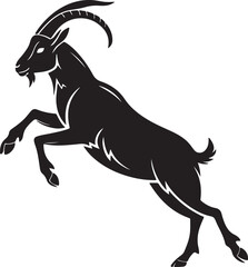 Goat Leaping in the Air with Outstretched Legs Silhouette