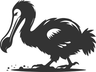 Cute animal vector bird silhouette of a dodo art drawing