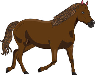 Brown Horse Running Vector Animal Illustration