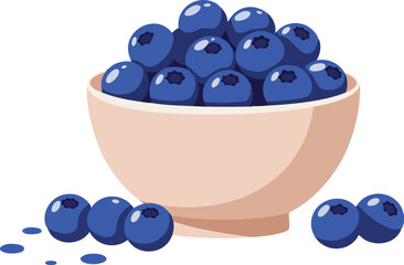 Blueberry bowl with fresh blueberries vector illustration of fresh fruit snack natural and healthy 