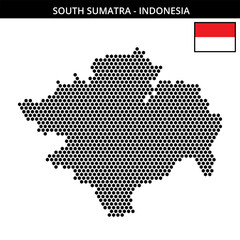 Medium hexagonal dotted map of south-sumatra in Indonesia