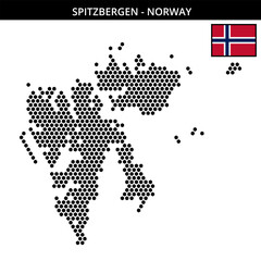Medium hexagonal dotted map of spitzbergen in Norway