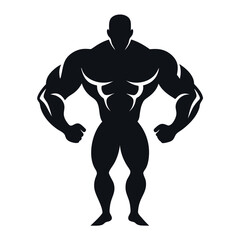 Muscular Bodybuilder Silhouette Icon isolated on white background