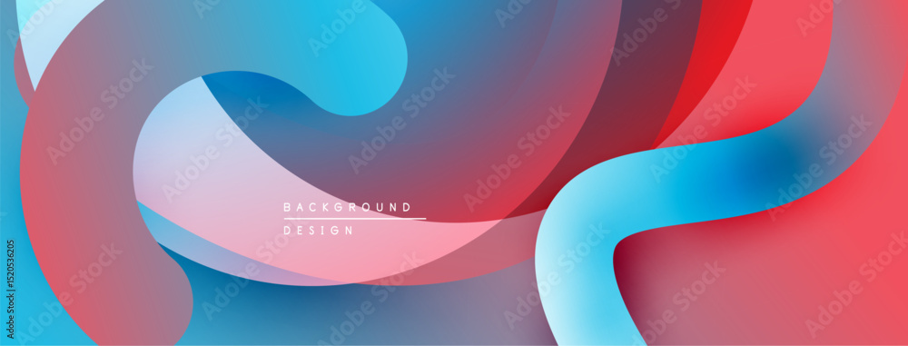 Aufkleber abstract fluid shapes overlap, creating vibrant color gradients. blue, red, purple hues blend seamle