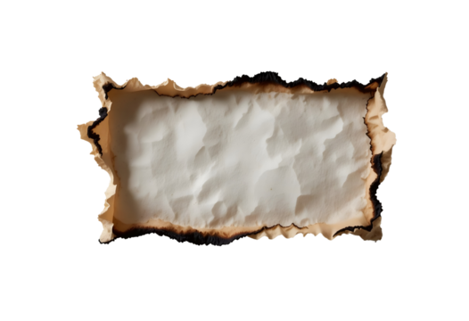 Transparent Burnt and Torn Paper Fragment