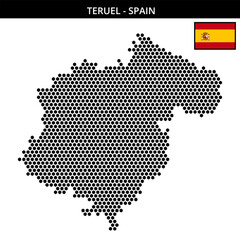 Medium hexagonal dotted map of teruel in Spain