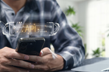 Modern Programming Interface Concept with API on Smartphone Display