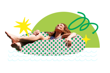 Woman sunbathing png sticker, Summer holiday remix, transparent background