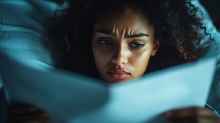 A patient reading a letter from loved ones, tears forming in their eyes 