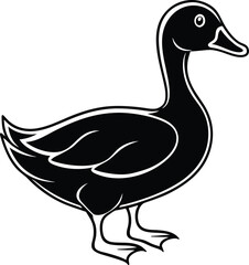 Duck Silhouette Vector Illustration In White Background