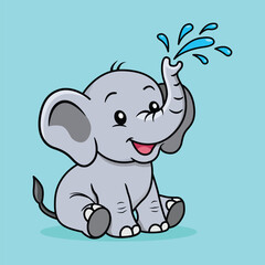 Cute Playing Elephant Vector Illustration