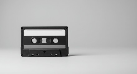 Obraz premium Black audio cassette tape music technology vintage style