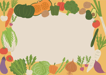 カラフルな野菜のイラストのフレーム