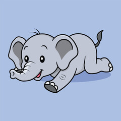 Cute Playing Elephant Vector Illustration