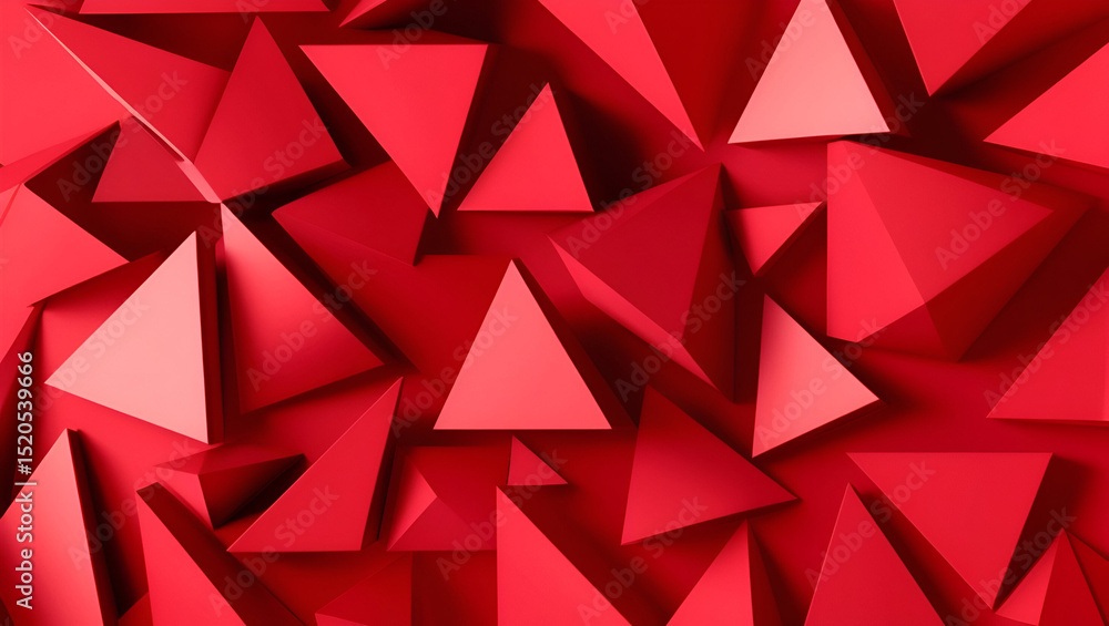 Poster geometric red triangle pattern backdrop, abstract vector background for design projects.