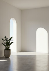 Minimalist Room with Arch Windows