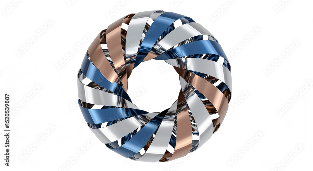 Fototapete abstract circular design with intertwined metallic ribbons creating visual harmony