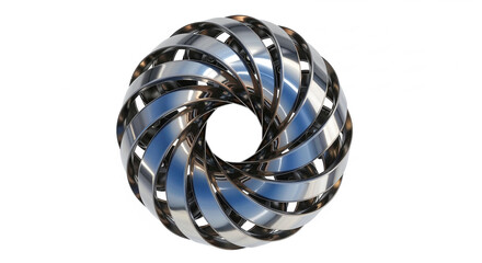 Chrome torus rotating and creating a beautiful abstract design