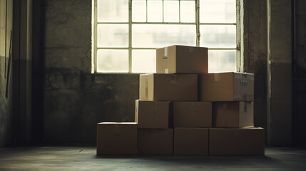 積まれた段ボール