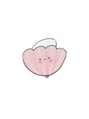 Cute Pink Seashell Cartoon with Smiling Face – Kawaii Marine Character Illustration