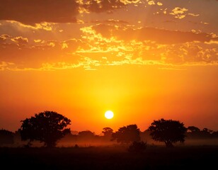 Sunrise over a field