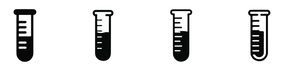 Test Tube Icon Set Vector – Laboratory, Science, Medical, and Research Experiment Symbols. Transparent background