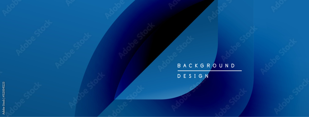 Aufkleber Abstract blue design features overlapping curved shapes. Gradient effect creates depth, modern aesthetic. Text reads background design.