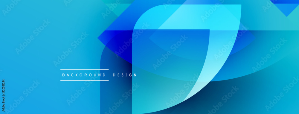 Aufkleber Abstract blue gradients create dynamic flowing shapes. Modern design elements suggest movement, depth, innovation. Minimal text indicates background purpose.