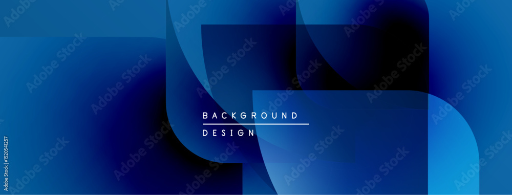 Aufkleber Abstract blue gradients overlap, creating dynamic visual effect. Text reads background design. Modern, minimalist style.