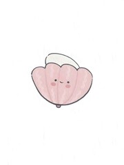 Cute Pink Seashell Cartoon with Smiling Face – Kawaii Marine Character Illustration