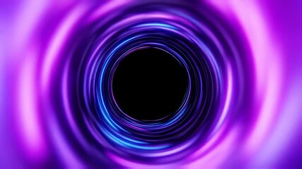 Abstract neon circles tunnel background with glowing purple and blue lights - Powered by Adobe