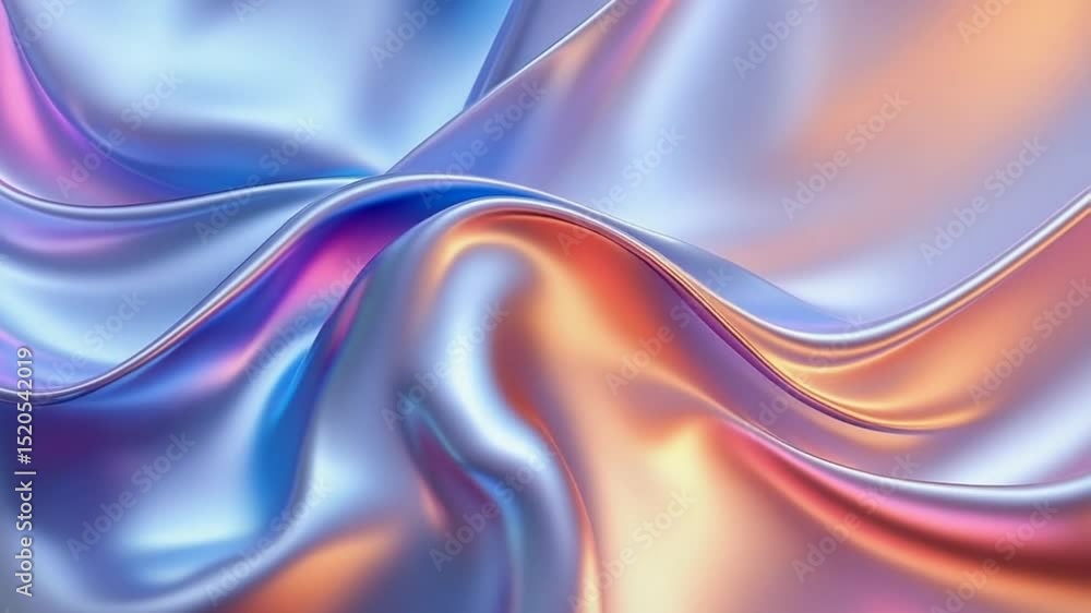 Poster elegant abstract silk fabric animation with colorful light reflections and flowing motion
