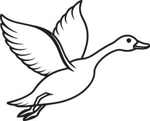 Flying Duck Silhouette Vector Illustration In White Background