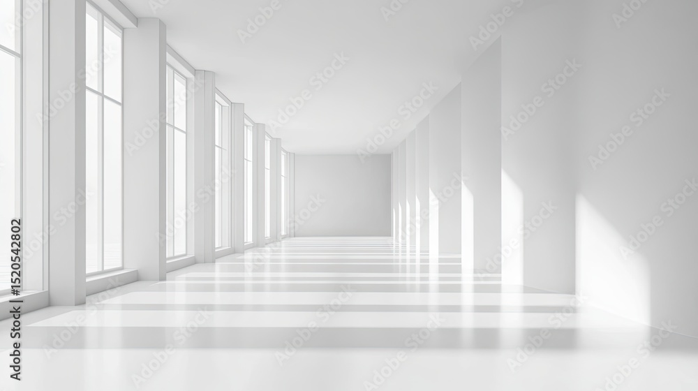 Poster modern minimalist design tranquil architectural space with a balanced viewpoint on white background